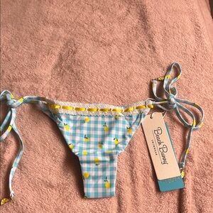 Beach Bunny Blue Gingham Bikini Bottom with Yellow Details